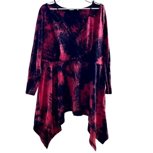 Rosegal Women's Plus Size 2X Tie-Dye V-Neck Tunic Top Dress Multicolor Casual - Picture 1 of 8